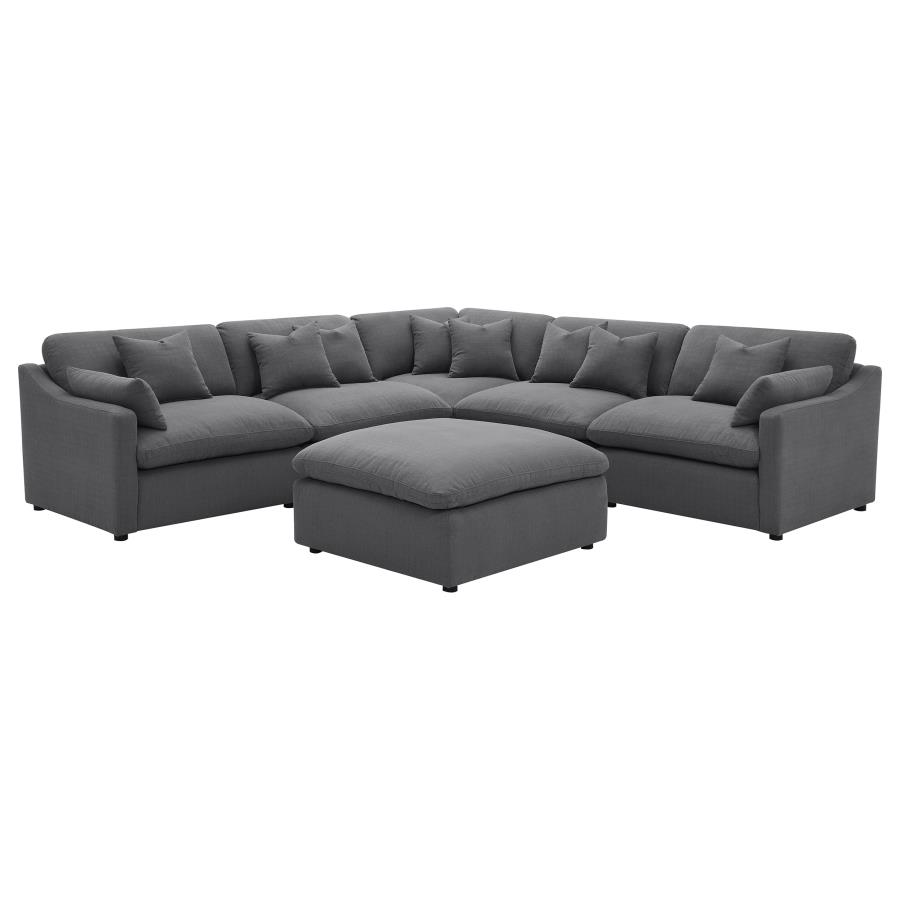 (image for) Hobson 6-piece Upholstered Modular Sectional Sofa Charcoal - Click Image to Close