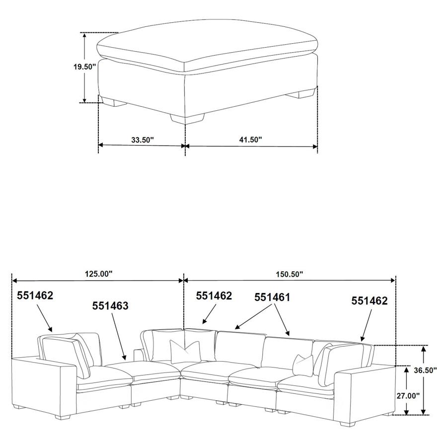 (image for) Lakeview 6-piece Upholstered Modular Sectional Sofa Ivory