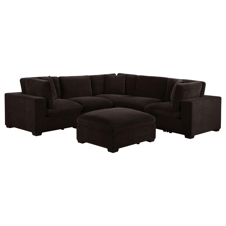 (image for) Lakeview 6-piece Upholstered Modular Sectional Chocolate