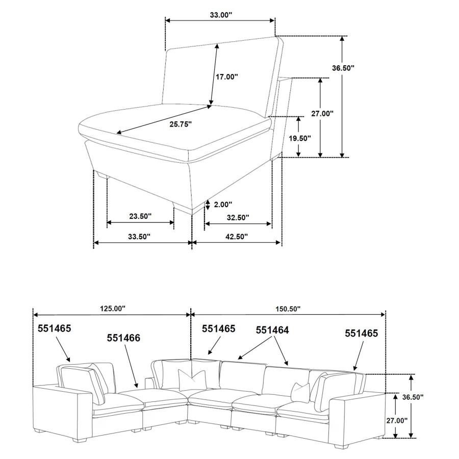 (image for) Lakeview 6-piece Upholstered Modular Sectional Chocolate