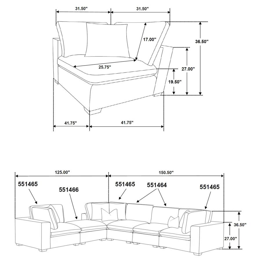 (image for) Lakeview 6-piece Upholstered Modular Sectional Chocolate