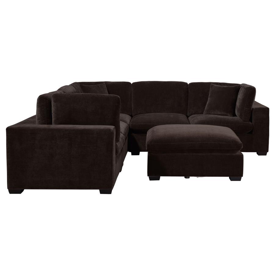 (image for) Lakeview 5-piece Upholstered Modular Sectional Chocolate