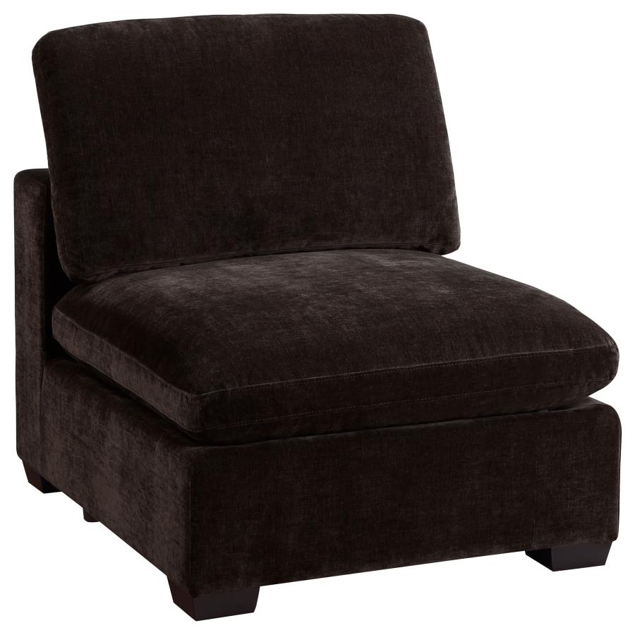 (image for) Lakeview Upholstered Armless Chair Dark Chocolate - Click Image to Close