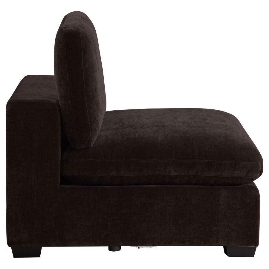 (image for) Lakeview Upholstered Armless Chair Dark Chocolate