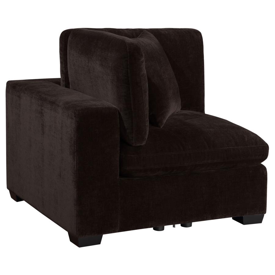 (image for) Lakeview Upholstered Corner Chair Dark Chocolate