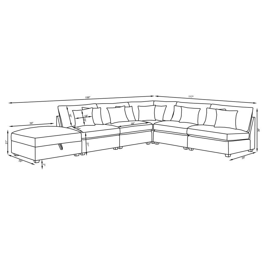 (image for) Cambria 4-piece Upholstered Modular Sectional Sofa Grey