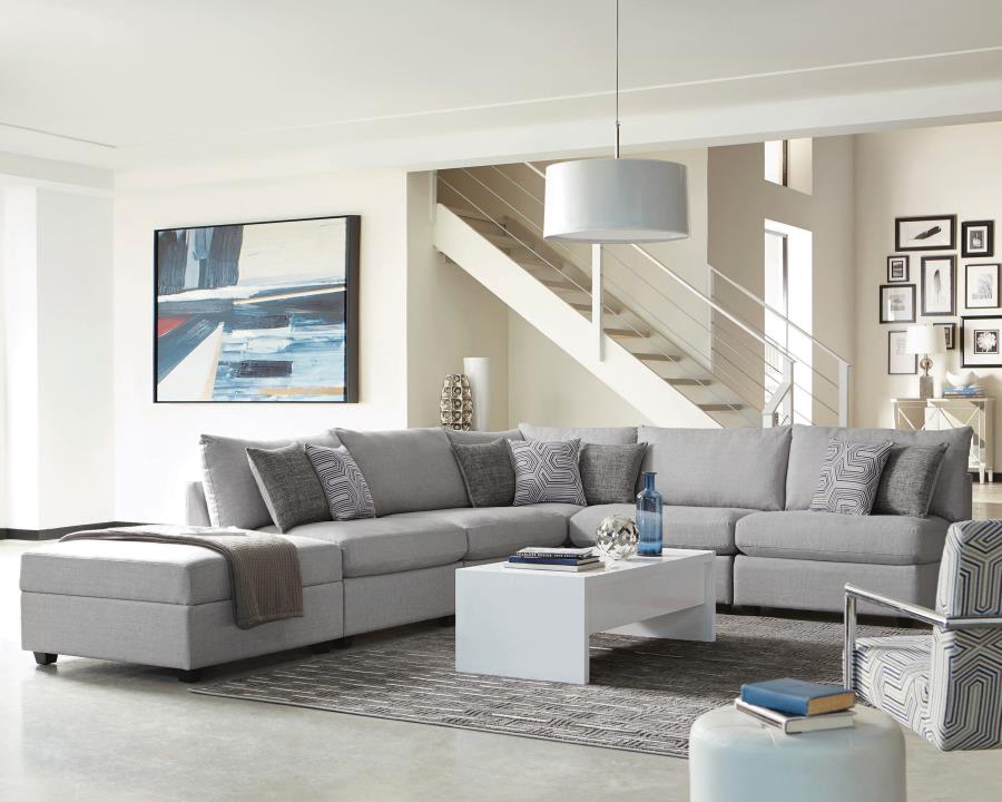 (image for) Cambria 5-piece Upholstered Modular Sectional Sofa Grey