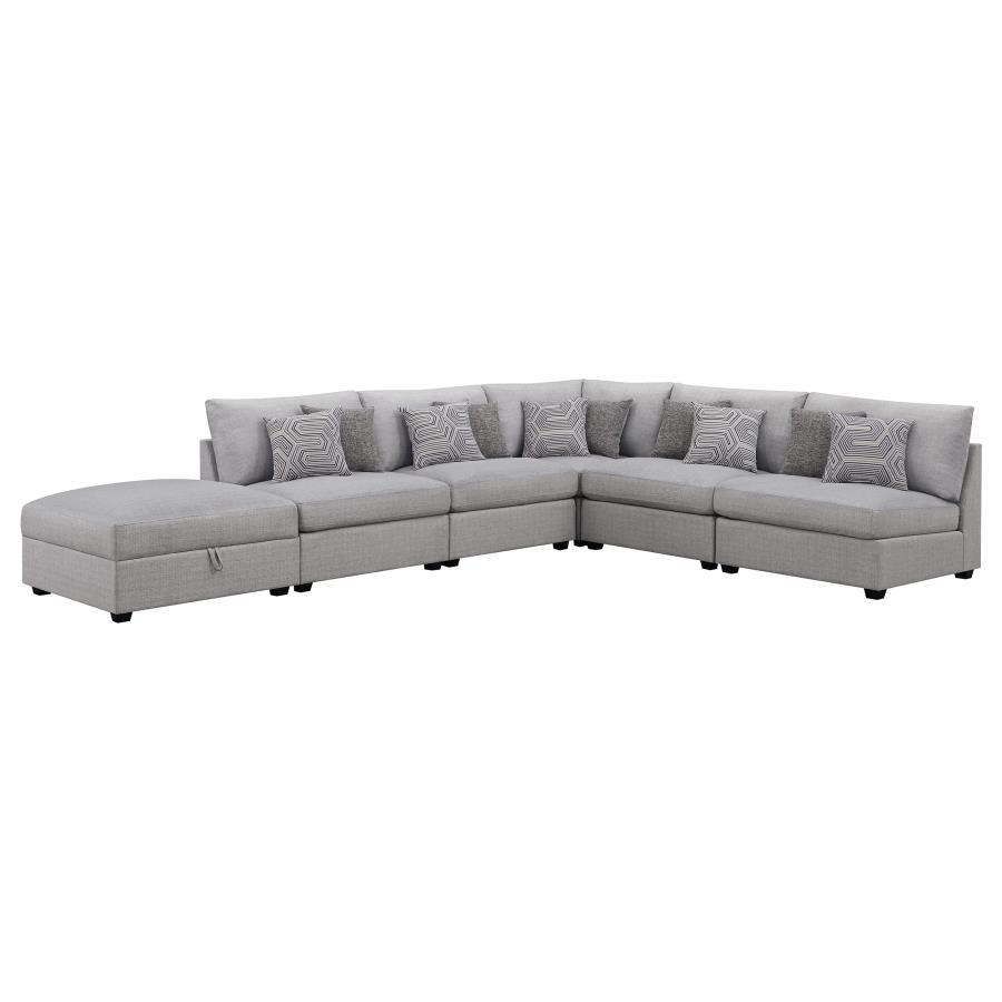 (image for) Cambria 6-piece Upholstered Modular Sectional Sofa Grey - Click Image to Close