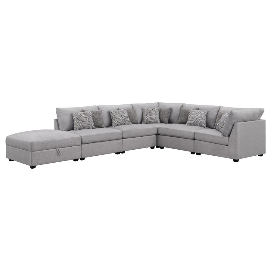 (image for) Cambria 6-piece Upholstered Modular Sectional Sofa Grey