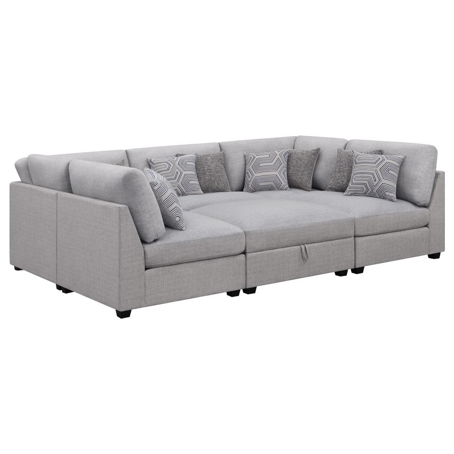 (image for) Cambria 6-piece Upholstered Modular Sectional Sofa Grey