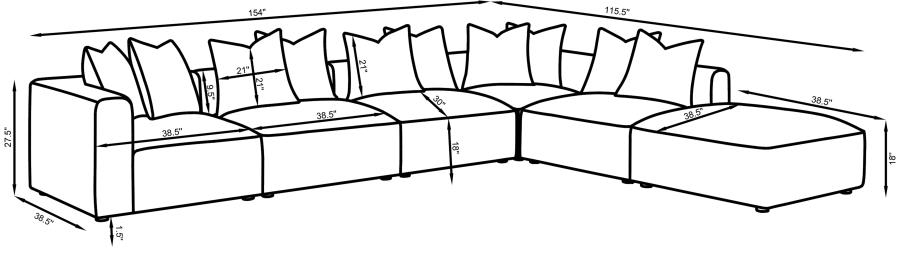 (image for) Jennifer 6-piece Upholstered Modular Sectional Terracotta