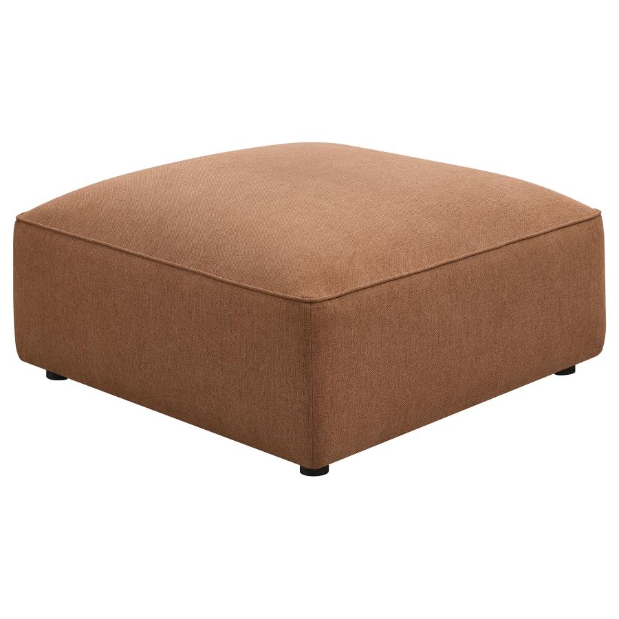 (image for) Jennifer Square Upholstered Ottoman Terracotta - Click Image to Close