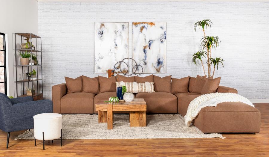 Modal Additional Images for Jennifer Square Upholstered Ottoman Terracotta