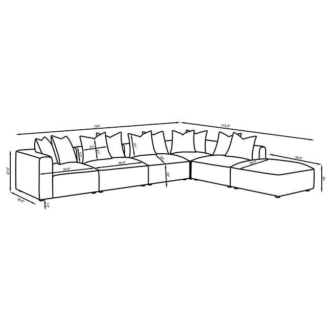 (image for) Jennifer 6-piece Upholstered Modular Sectional Grey