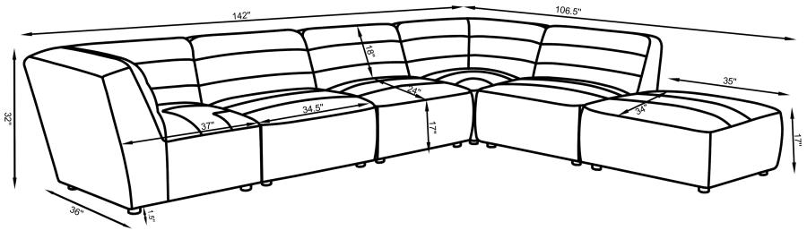 (image for) Sunny 6-piece Upholstered Modular Sectional Sofa Natural