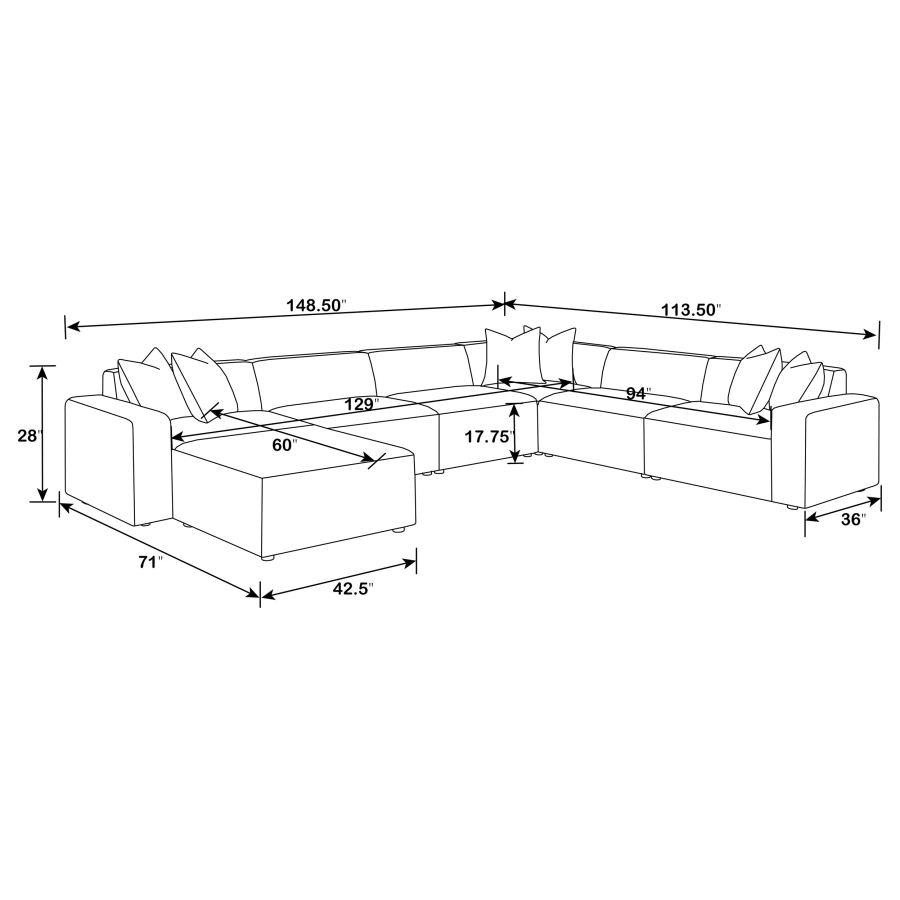 (image for) Freddie 7-piece Upholstered Modular Sectional Sofa Pearl