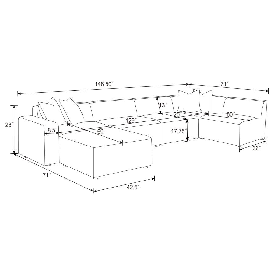 (image for) Freddie 6-piece Upholstered Modular Sectional Sofa Pearl