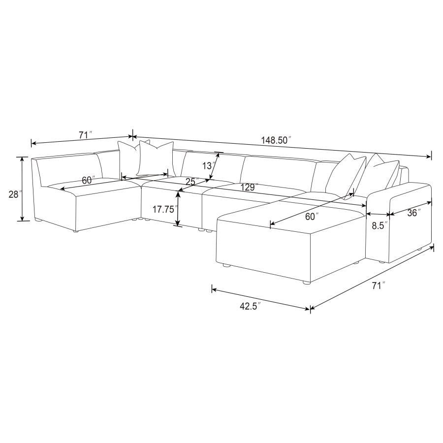 (image for) Freddie 6-piece Upholstered Modular Sectional Sofa Pearl