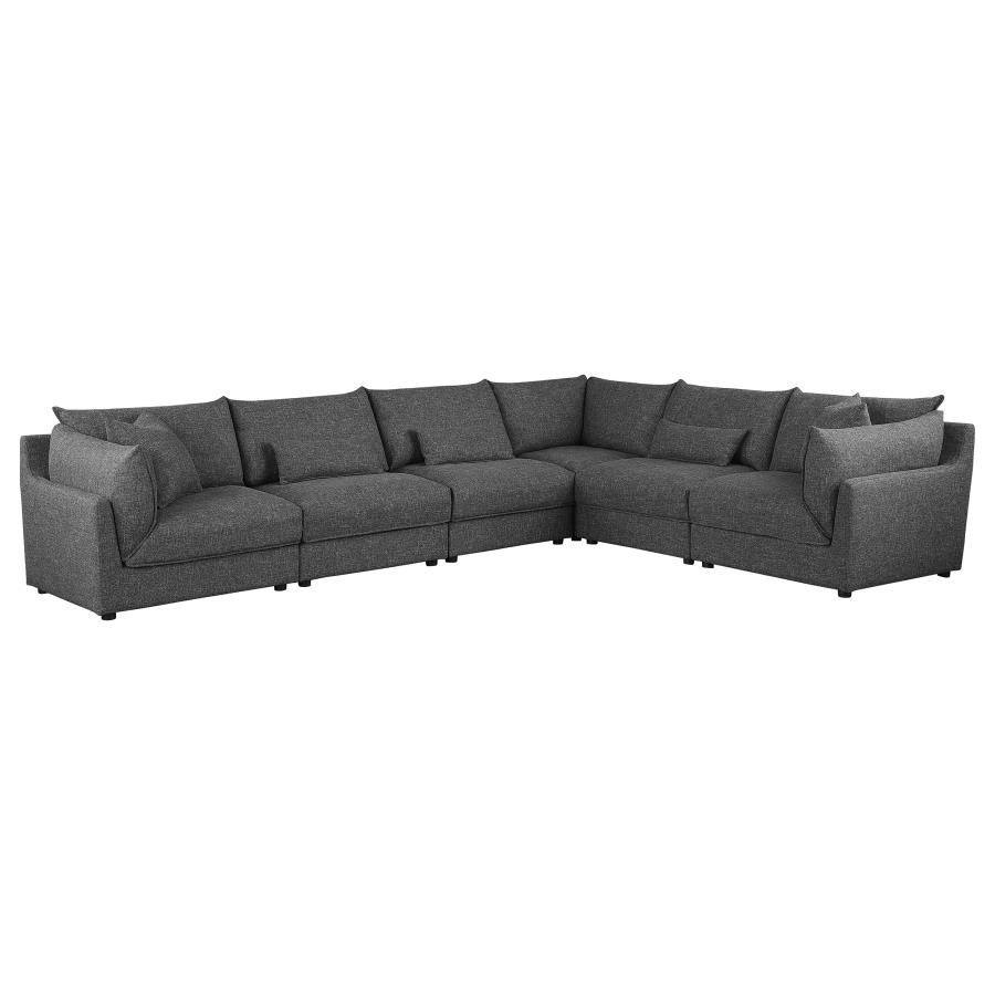 (image for) Sasha 6-Piece Upholstered Modular Sectional Barely Black - Click Image to Close