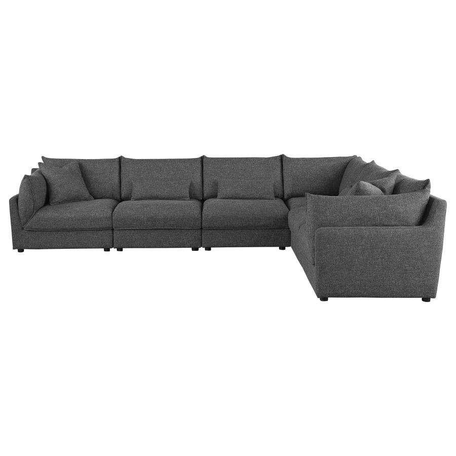 (image for) Sasha 6-Piece Upholstered Modular Sectional Barely Black