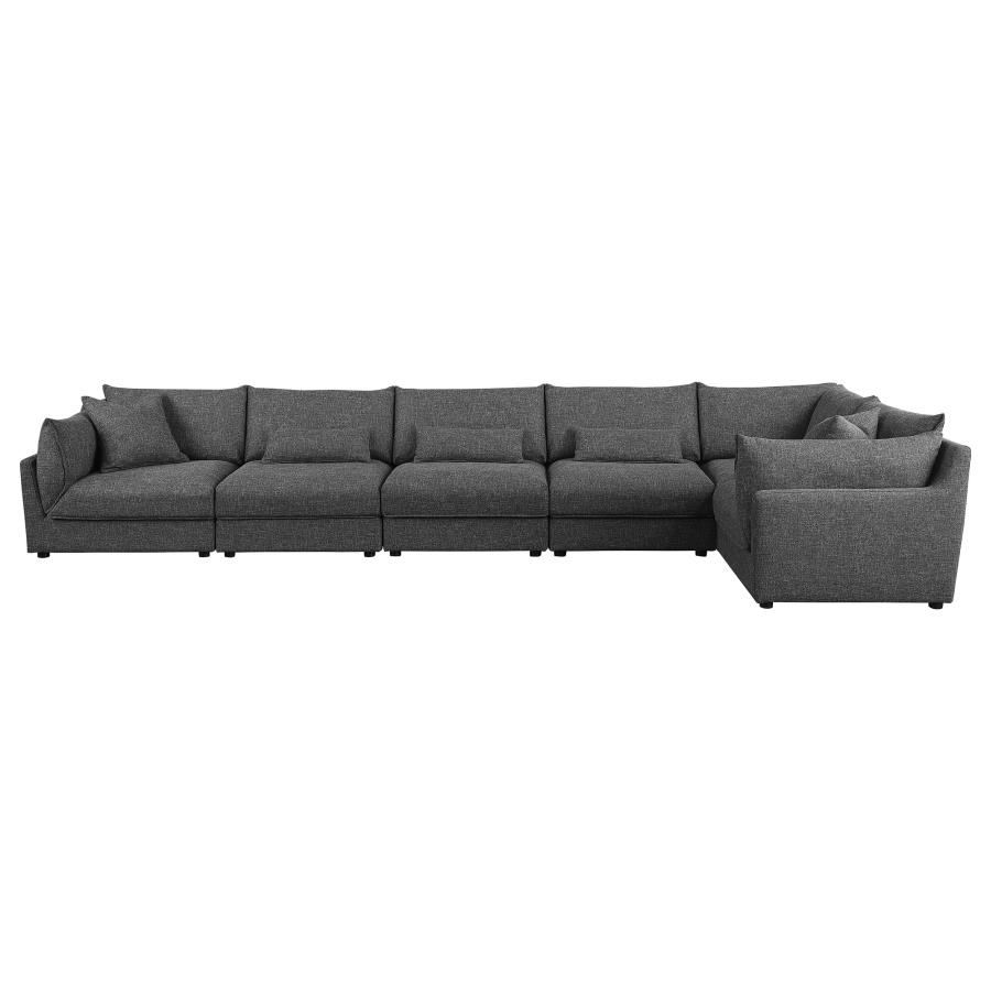 (image for) Sasha 6-Piece Upholstered Modular Sectional Barely Black