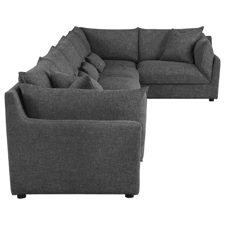 (image for) Sasha 6-Piece Upholstered Modular Sectional Barely Black