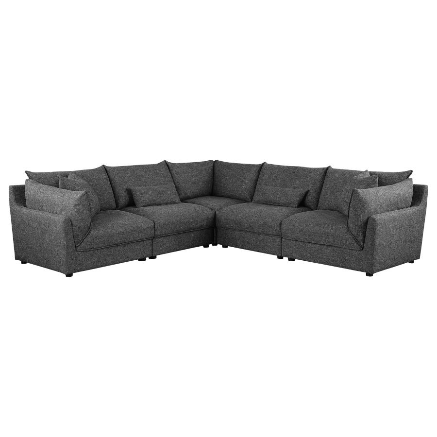 (image for) Sasha 5-piece Upholstered Modular Sectional Barely Black - Click Image to Close