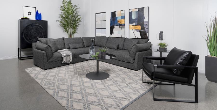 (image for) Sasha 5-piece Upholstered Modular Sectional Barely Black