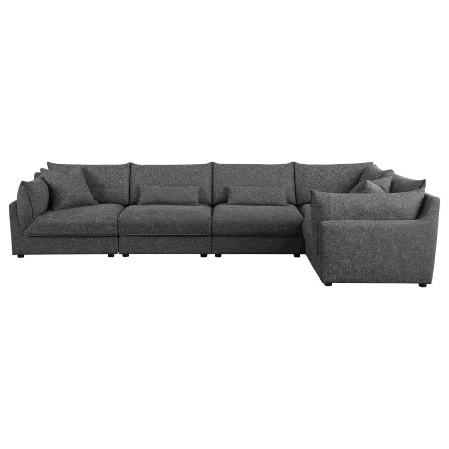 (image for) Sasha 5-piece Upholstered Modular Sectional Barely Black