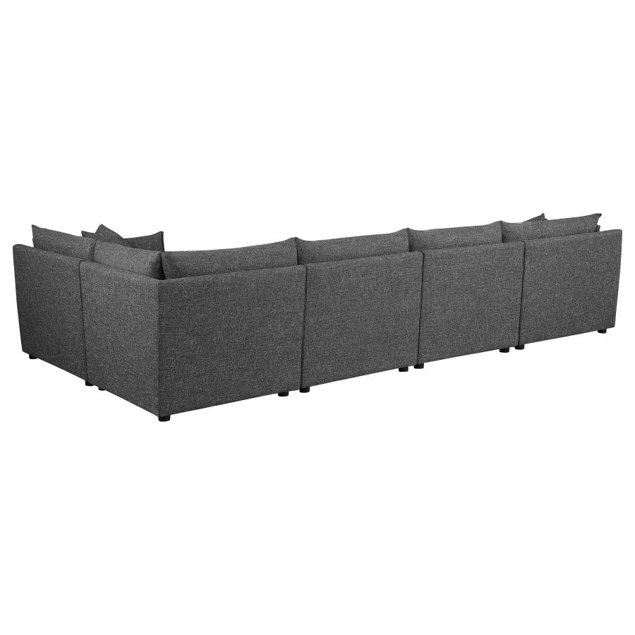 (image for) Sasha 5-piece Upholstered Modular Sectional Barely Black