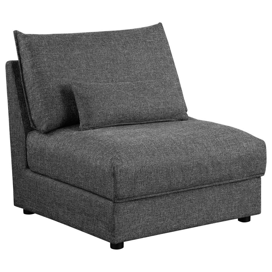 (image for) Sasha Upholstered Armless Chair Barely Black - Click Image to Close