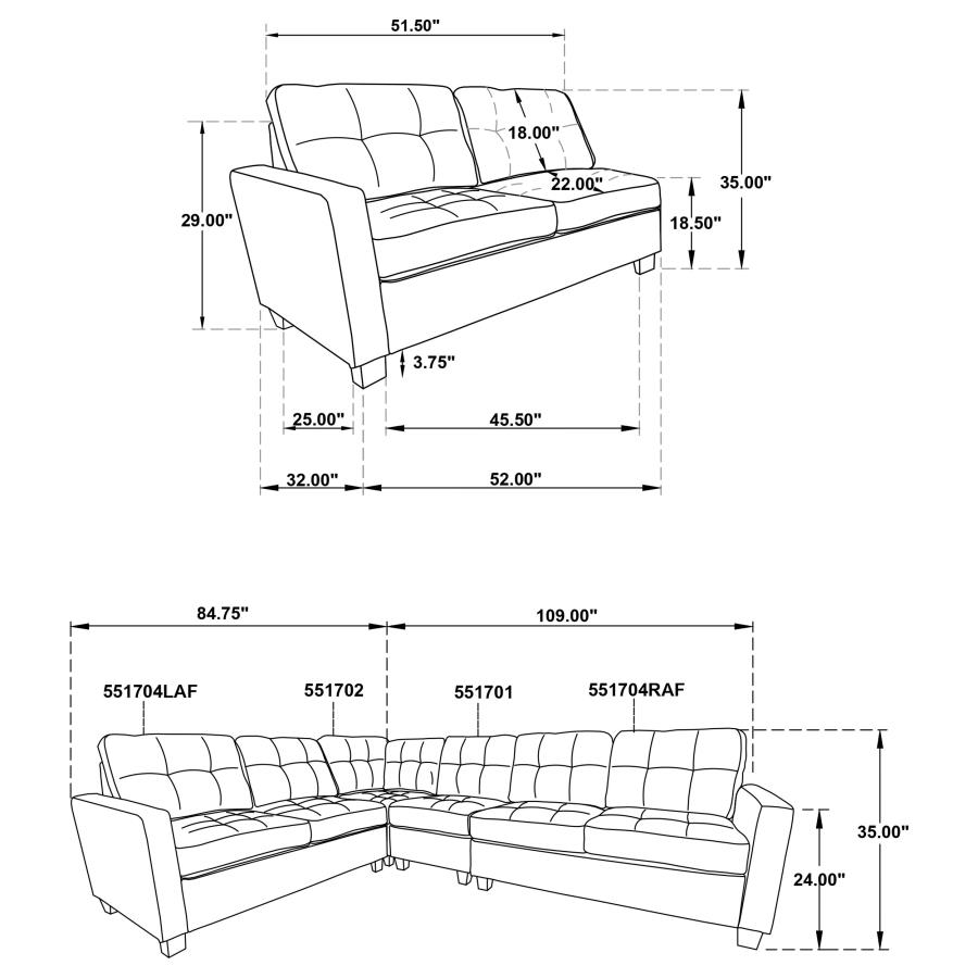 (image for) Georgina 4-piece Upholstered Modular Sectional Steel Grey