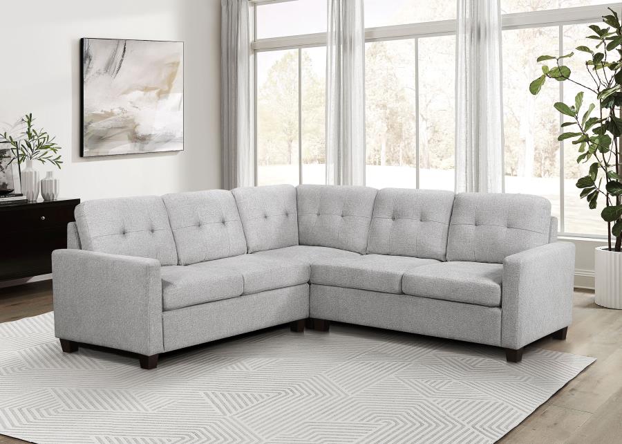 (image for) Georgina 3-piece Upholstered Sectional Sofa Steel Beige