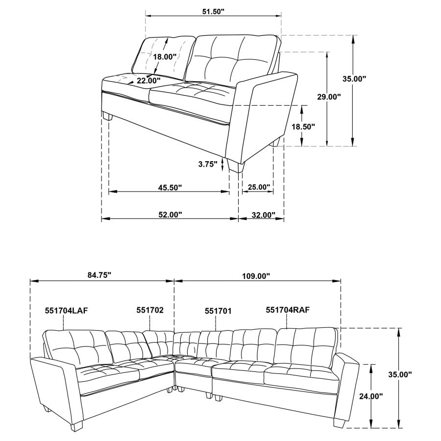 Modal Additional Images for Georgina 3-piece Upholstered Sectional Sofa Steel Beige