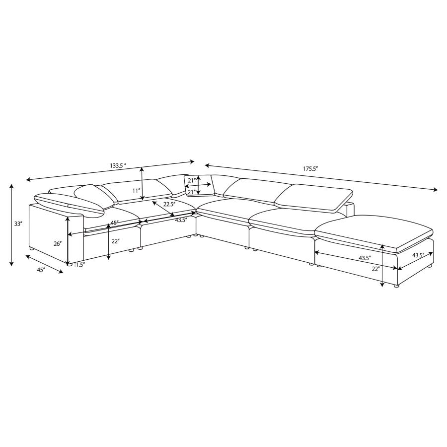 Modal Additional Images for Raleigh 6-piece Boucle Upholstered Modular Sectional Ivory