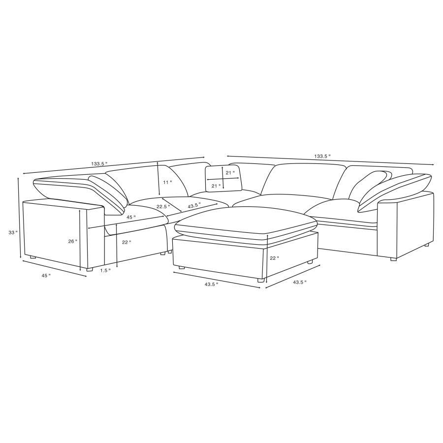 (image for) Raleigh 6-piece Boucle Upholstered Modular Sectional Grey