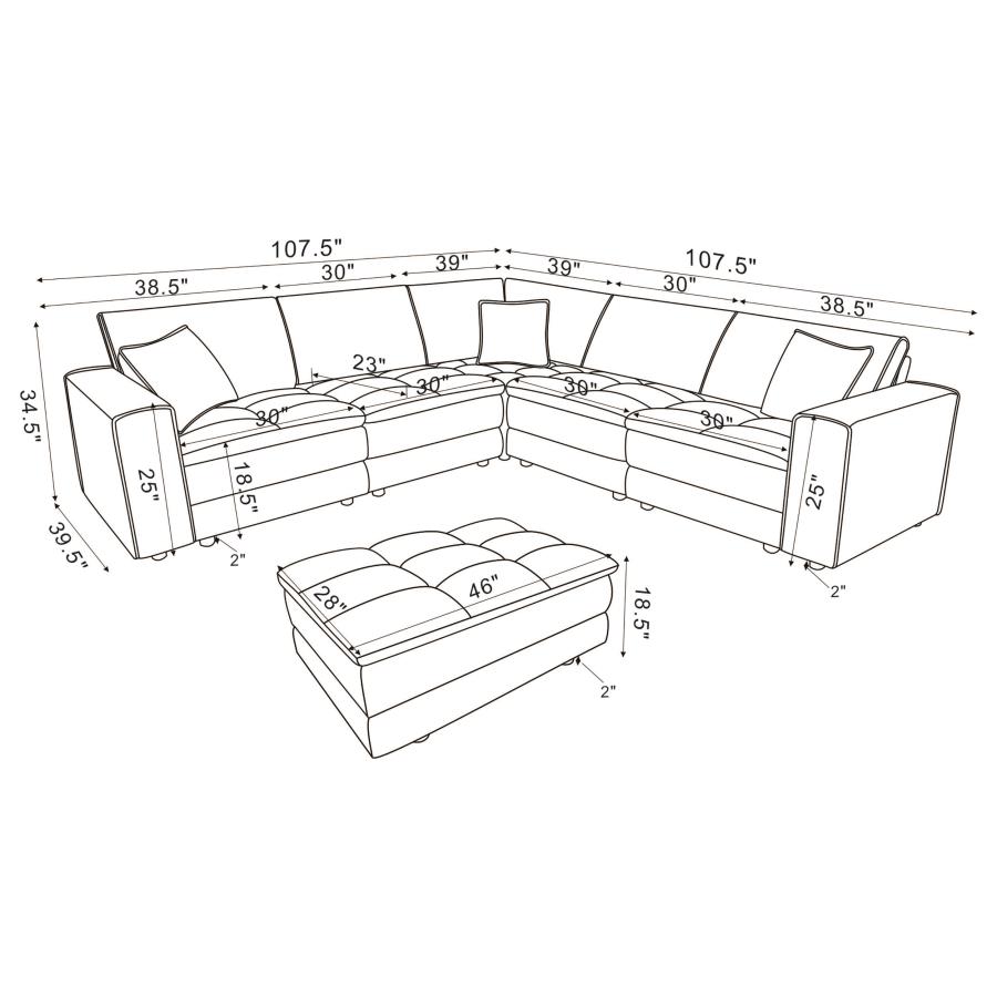 Modal Additional Images for Atlantic 6-piece Upholstered Modular Sectional Sofa Blue