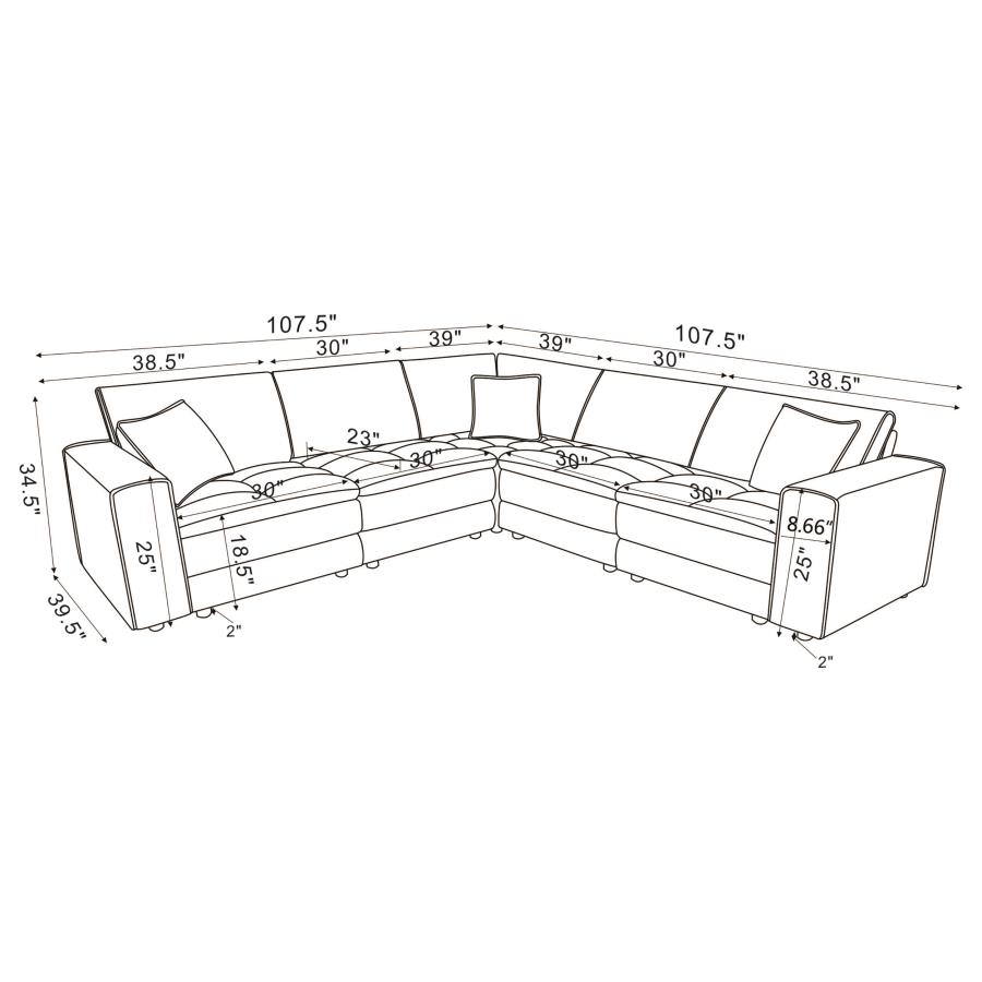 Modal Additional Images for Atlantic 5-piece Upholstered Modular Sectional Sofa Blue