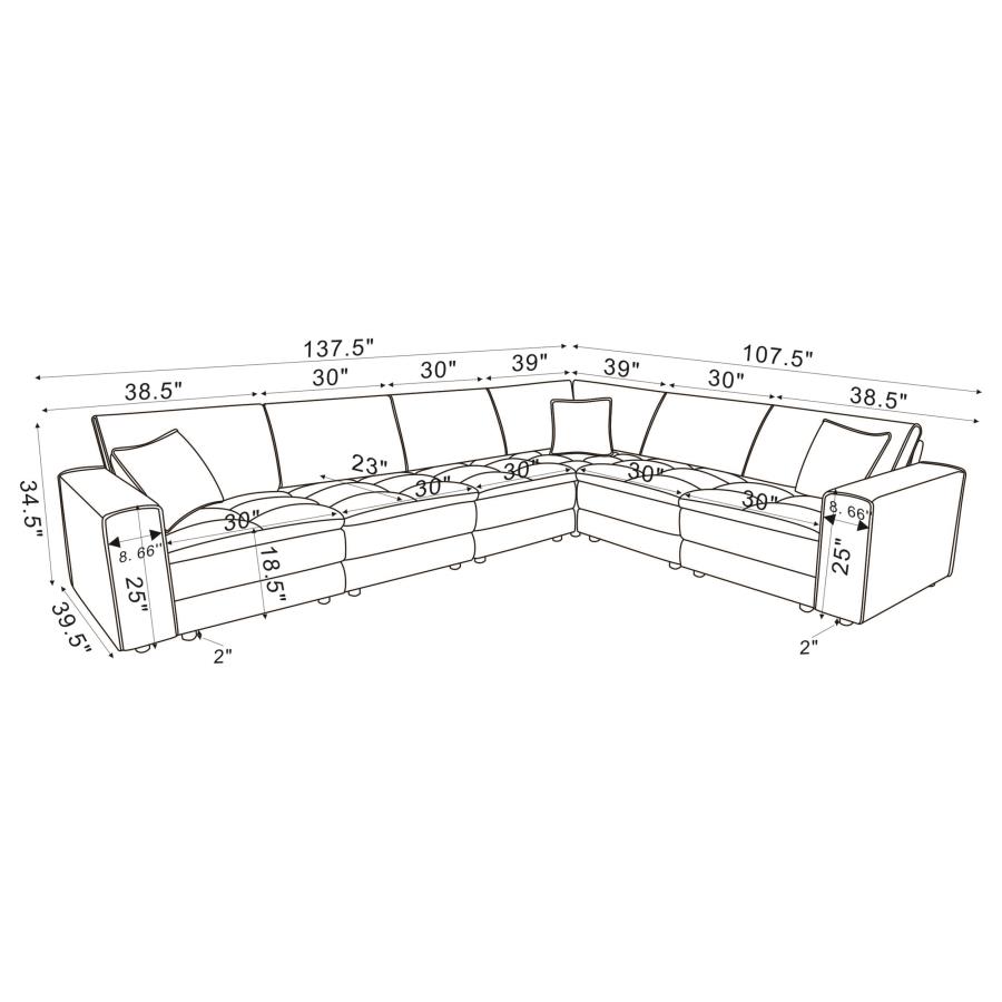 Modal Additional Images for Atlantic 6-piece Upholstered Modular Sectional Sofa Blue