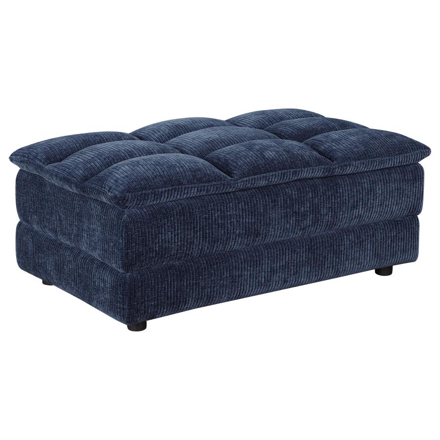 (image for) Atlantic Corduroy Upholstered Rectangular Ottoman Blue