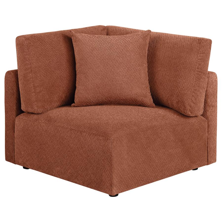 Elysia Chenille Upholstered Modular Corner Chair Coral