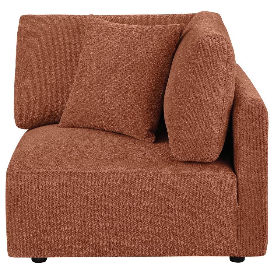 Elysia Chenille Upholstered Modular Corner Chair Coral