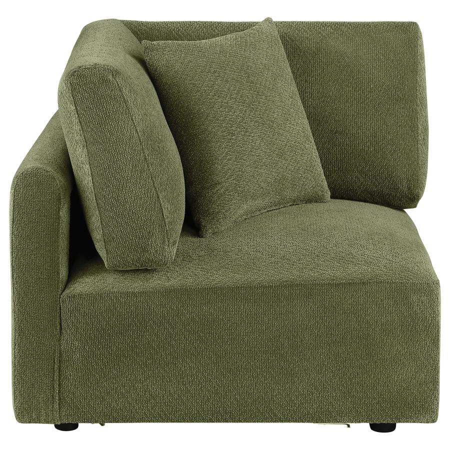 (image for) Elysia Chenille Upholstered Modular Corner Chair Green