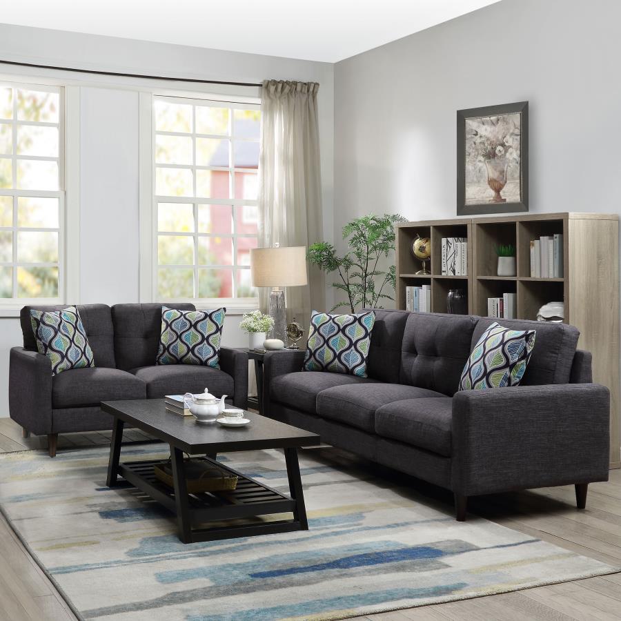 (image for) Watsonville 2-piece Upholstered Track Arm Sofa Set Grey