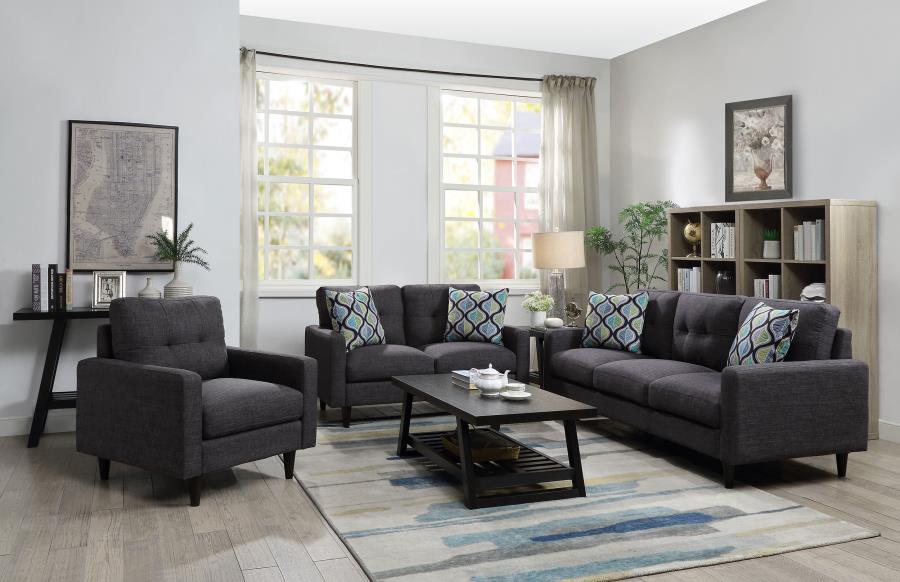 (image for) Watsonville 3-piece Upholstered Track Arm Sofa Set Grey - Click Image to Close