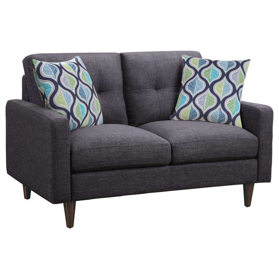 (image for) Watsonville Upholstered Track Arm Tufted Loveseat Grey - Click Image to Close