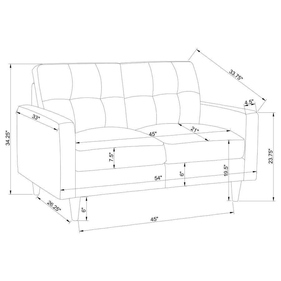 (image for) Watsonville Upholstered Track Arm Tufted Loveseat Grey