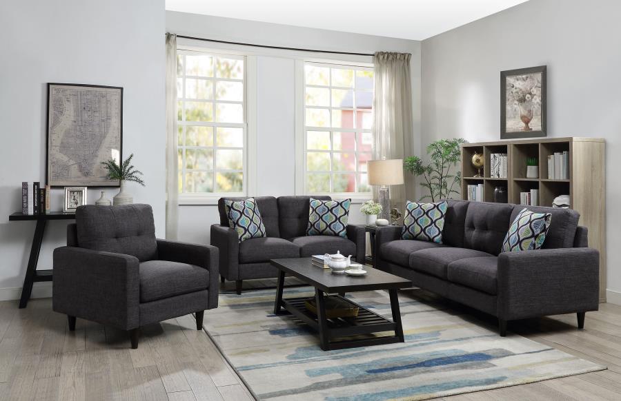 Modal Additional Images for Watsonville Upholstered Track Arm Tufted Loveseat Grey