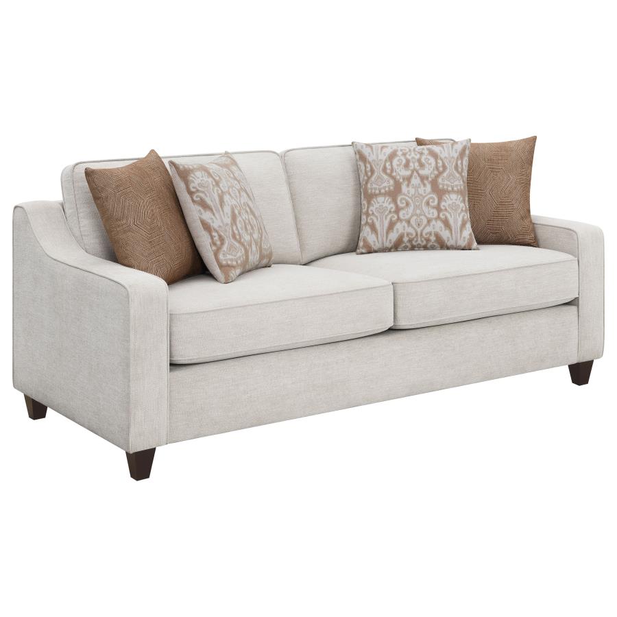 (image for) Christine Upholstered Sloped Arm Sofa Beige - Click Image to Close