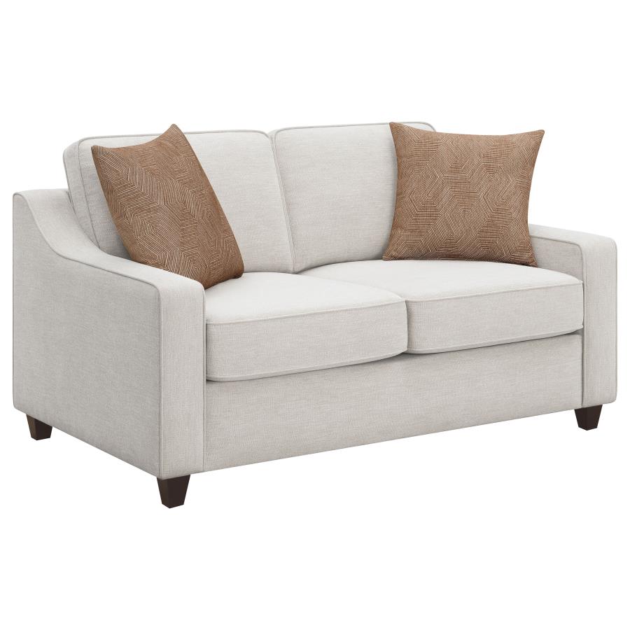 (image for) Christine Upholstered Sloped Arm Loveseat Beige - Click Image to Close